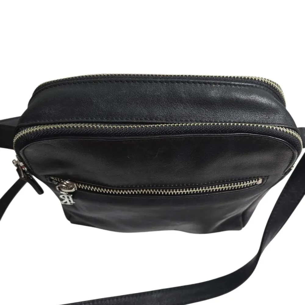 Ralph Lauren Leather Camera Bag Black Crossbody Shoulder Logo Vintage Classic